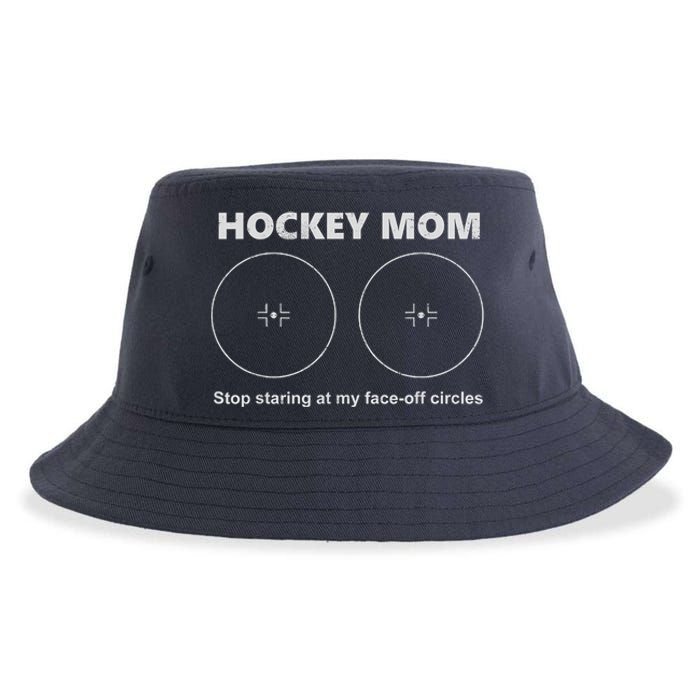 Vintage Hockey Mom Stop Staring At My Faceoff Circles Sustainable Bucket Hat