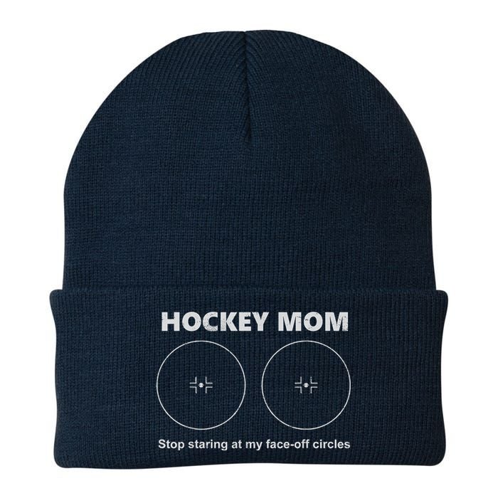 Vintage Hockey Mom Stop Staring At My Faceoff Circles Knit Cap Winter Beanie