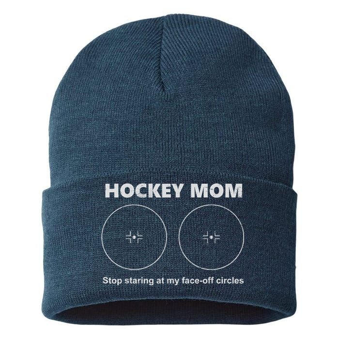 Vintage Hockey Mom Stop Staring At My Faceoff Circles Sustainable Knit Beanie