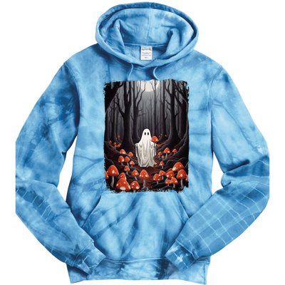 Vintage Halloween Mushroom Ghost In The Forest Gothic Tie Dye Hoodie