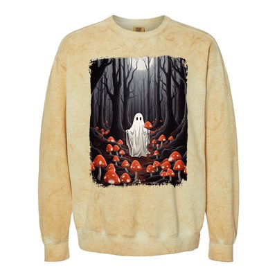 Vintage Halloween Mushroom Ghost In The Forest Gothic Colorblast Crewneck Sweatshirt