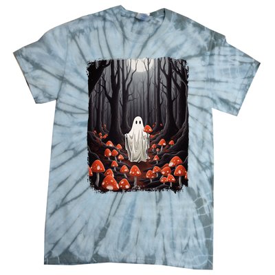 Vintage Halloween Mushroom Ghost In The Forest Gothic Tie-Dye T-Shirt