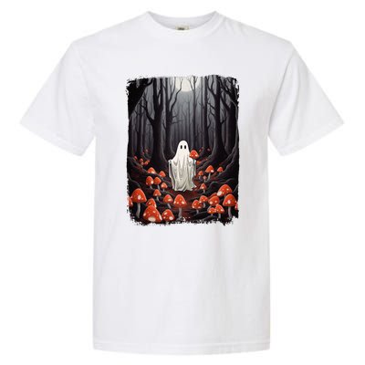 Vintage Halloween Mushroom Ghost In The Forest Gothic Garment-Dyed Heavyweight T-Shirt