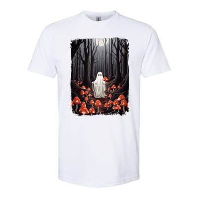 Vintage Halloween Mushroom Ghost In The Forest Gothic Softstyle CVC T-Shirt