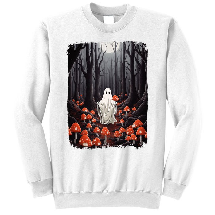 Vintage Halloween Mushroom Ghost In The Forest Gothic Sweatshirt