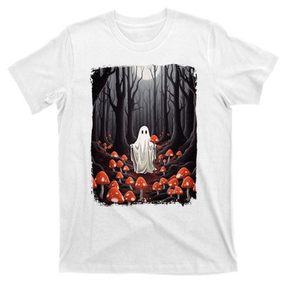 Vintage Halloween Mushroom Ghost In The Forest Gothic T-Shirt