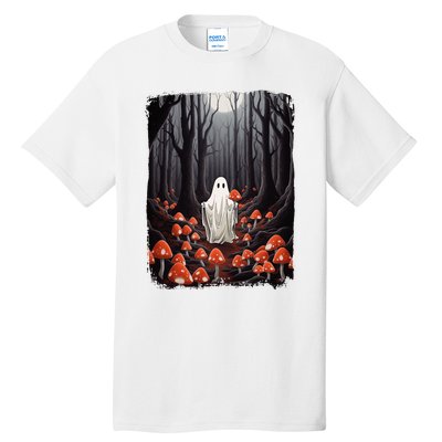 Vintage Halloween Mushroom Ghost In The Forest Gothic Tall T-Shirt