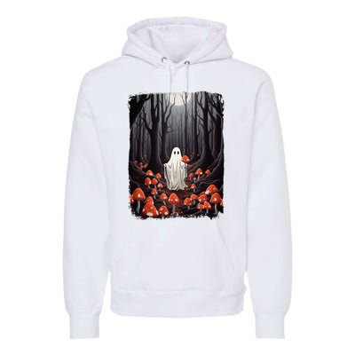 Vintage Halloween Mushroom Ghost In The Forest Gothic Premium Hoodie