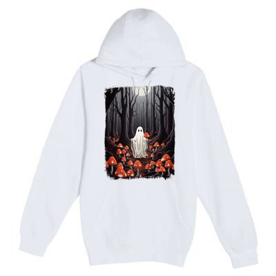 Vintage Halloween Mushroom Ghost In The Forest Gothic Premium Pullover Hoodie