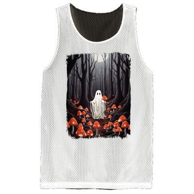 Vintage Halloween Mushroom Ghost In The Forest Gothic Mesh Reversible Basketball Jersey Tank