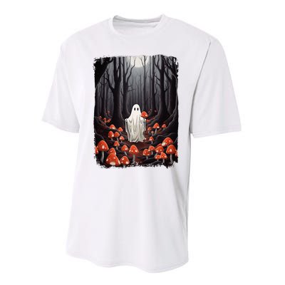 Vintage Halloween Mushroom Ghost In The Forest Gothic Performance Sprint T-Shirt