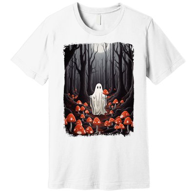 Vintage Halloween Mushroom Ghost In The Forest Gothic Premium T-Shirt