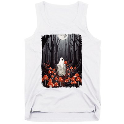 Vintage Halloween Mushroom Ghost In The Forest Gothic Tank Top