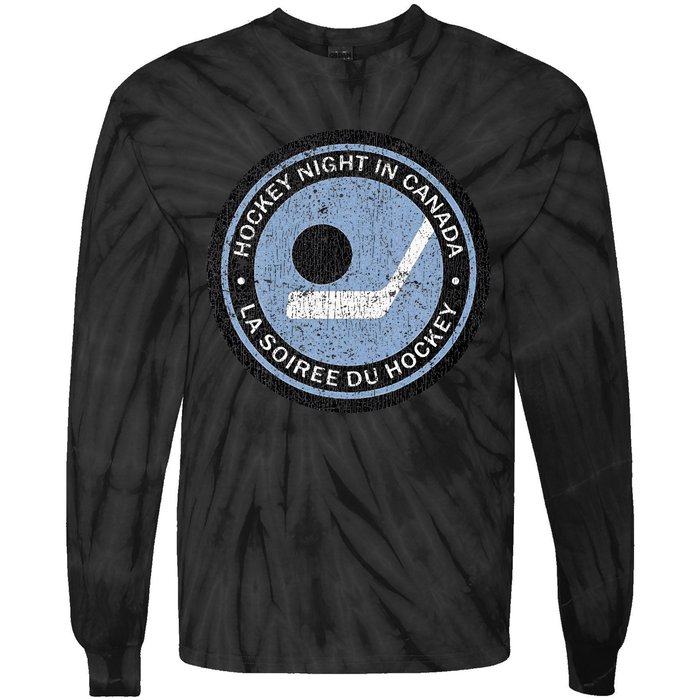 Vintage Hockey Night In Canada Hockey Player Classic Team Tie-Dye Long Sleeve Shirt