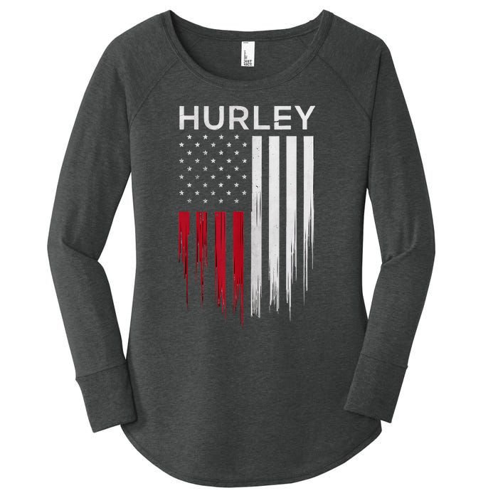 Vintage Hurley Ny Patriotic American Flag Women's Perfect Tri Tunic Long Sleeve Shirt