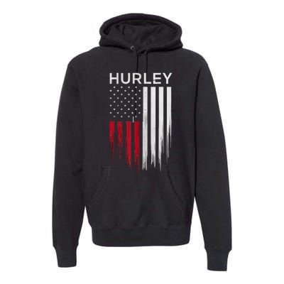 Vintage Hurley Ny Patriotic American Flag Premium Hoodie