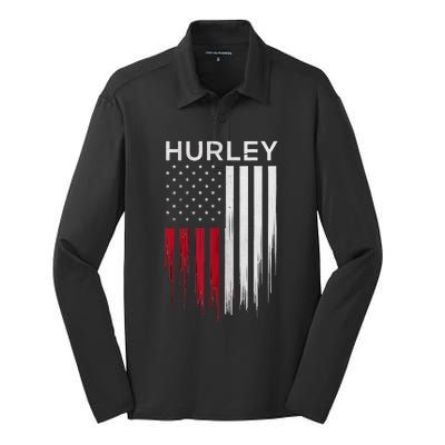 Vintage Hurley Ny Patriotic American Flag Silk Touch Performance Long Sleeve Polo