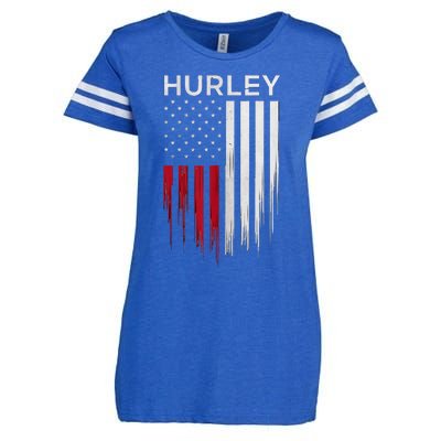 Vintage Hurley Ny Patriotic American Flag Enza Ladies Jersey Football T-Shirt