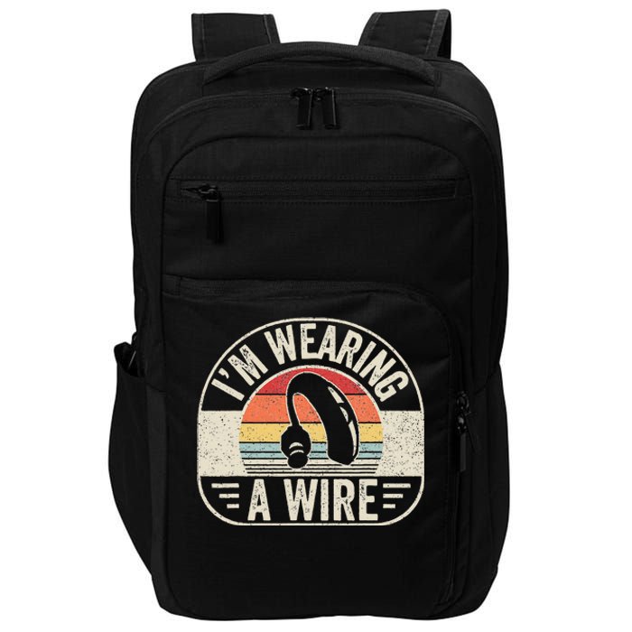 Vintage Hard Of Hearing Im Wearing A Wire Hearing Aid Impact Tech Backpack