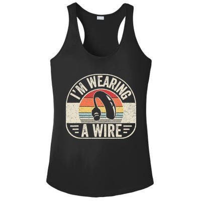 Vintage Hard Of Hearing Im Wearing A Wire Hearing Aid Ladies PosiCharge Competitor Racerback Tank