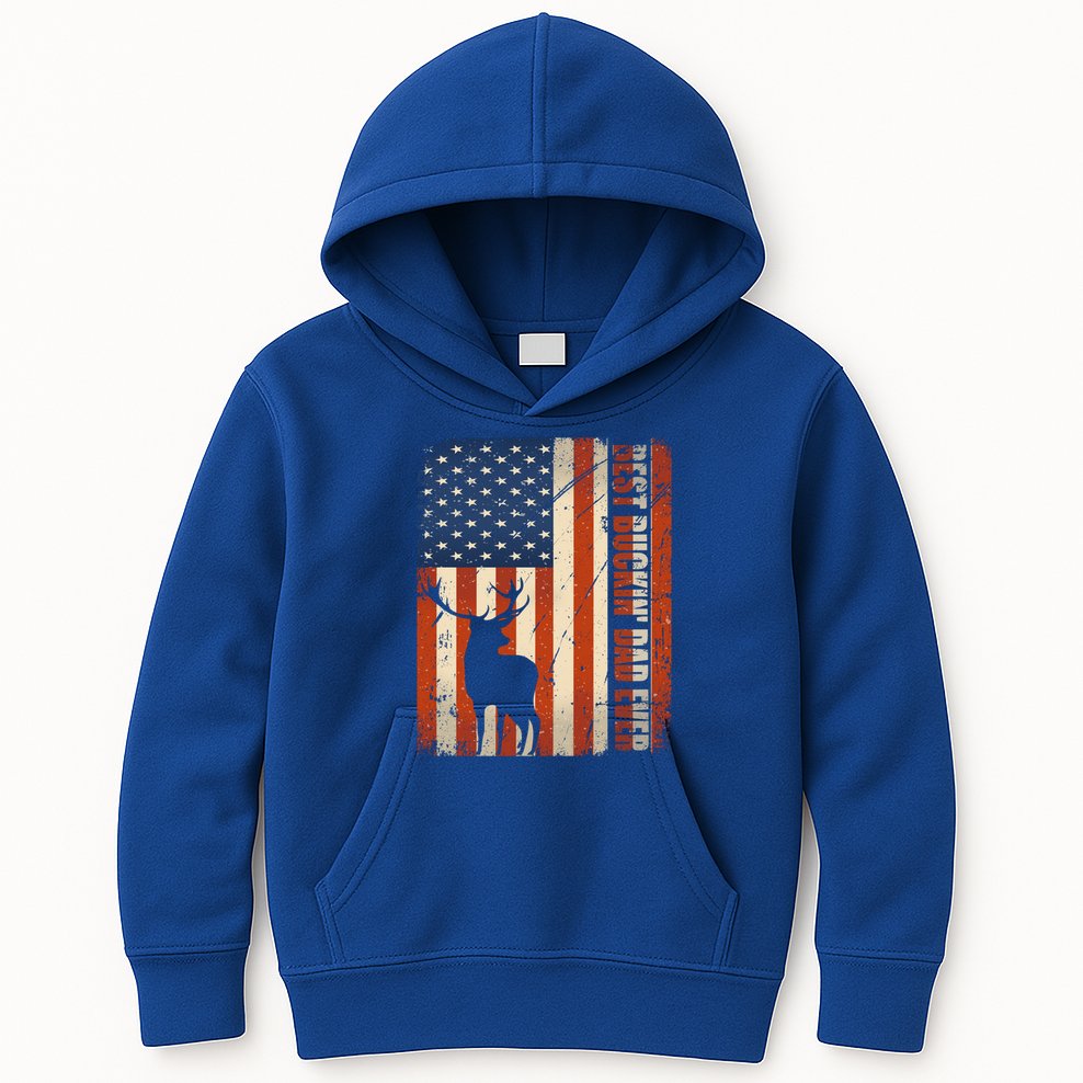Vintage Hunter Outfit Distressed Best Buckin Dad Ever Cute Gift Kids Hoodie