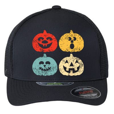 Vintage Halloween Pumpkin Kids Funny Retro Gift Flexfit Unipanel Trucker Cap