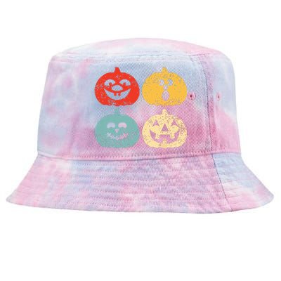 Vintage Halloween Pumpkin Kids Funny Retro Gift Tie-Dyed Bucket Hat