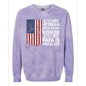 Veteran Honor Papa Priceless Proud American Veteran Dad Gift Colorblast Crewneck Sweatshirt