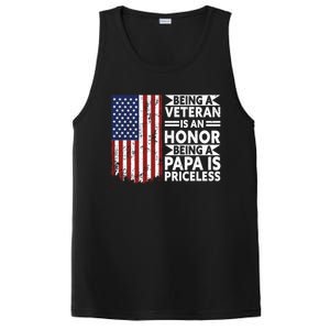 Veteran Honor Papa Priceless Proud American Veteran Dad Gift PosiCharge Competitor Tank