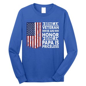 Veteran Honor Papa Priceless Proud American Veteran Dad Gift Long Sleeve Shirt