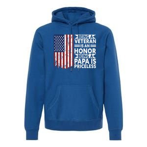 Veteran Honor Papa Priceless Proud American Veteran Dad Gift Premium Hoodie