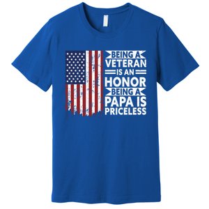 Veteran Honor Papa Priceless Proud American Veteran Dad Gift Premium T-Shirt