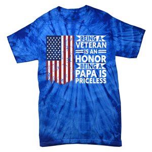 Veteran Honor Papa Priceless Proud American Veteran Dad Gift Tie-Dye T-Shirt