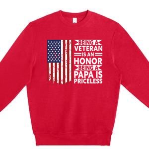 Veteran Honor Papa Priceless Proud American Veteran Dad Gift Premium Crewneck Sweatshirt