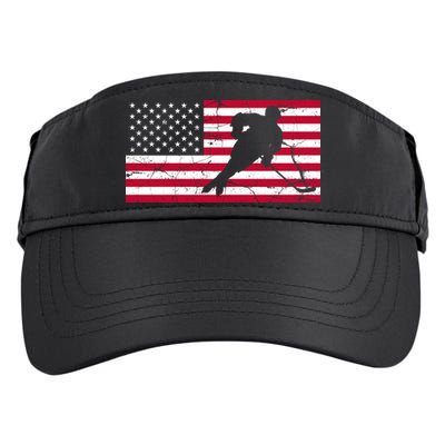 Vintage Hockey Player American Flag Adult Drive Performance Visor