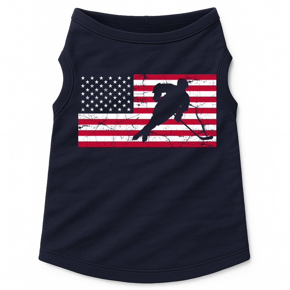 Vintage Hockey Player American Flag Doggie Tank
