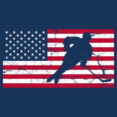 Vintage Hockey Player American Flag T-Shirt