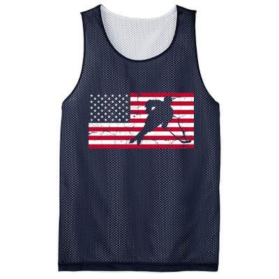 Vintage Hockey Player American Flag Mesh Reversible Basketball Jersey Tank