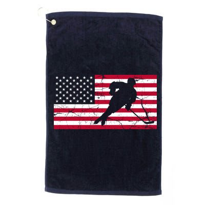 Vintage Hockey Player American Flag Golf Towel