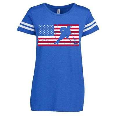 Vintage Hockey Player American Flag Enza Ladies Jersey Football T-Shirt