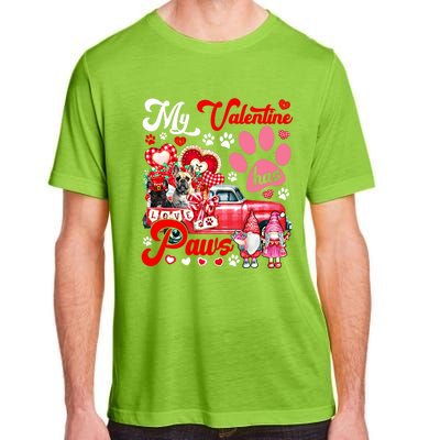 Valentine Has Paws Couple French Bulldogs On Pickup Gnomes Gift Adult ChromaSoft Performance T-Shirt