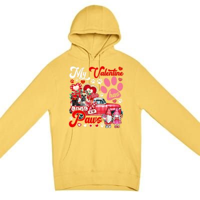 Valentine Has Paws Couple French Bulldogs On Pickup Gnomes Gift Premium Pullover Hoodie