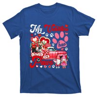 Valentine Has Paws Couple French Bulldogs On Pickup Gnomes Gift T-Shirt