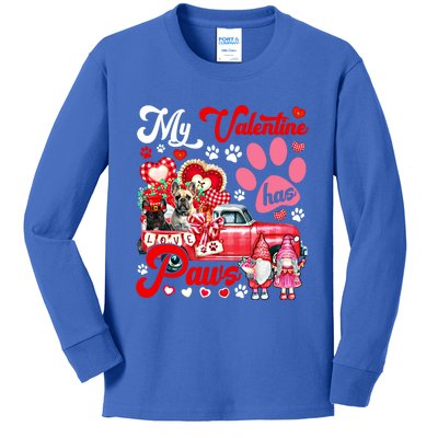 Valentine Has Paws Couple French Bulldogs On Pickup Gnomes Gift Kids Long Sleeve Shirt