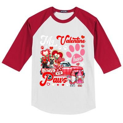 Valentine Has Paws Couple French Bulldogs On Pickup Gnomes Gift Kids Colorblock Raglan Jersey