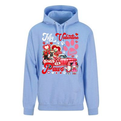 Valentine Has Paws Couple French Bulldogs On Pickup Gnomes Gift Unisex Surf Hoodie