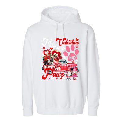 Valentine Has Paws Couple French Bulldogs On Pickup Gnomes Gift Garment-Dyed Fleece Hoodie