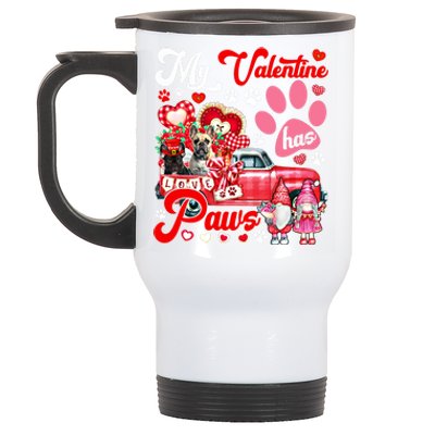 Valentine Has Paws Couple French Bulldogs On Pickup Gnomes Gift Stainless Steel Travel Mug