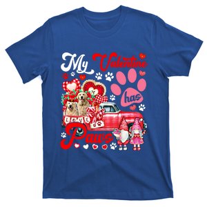 Valentine Has Paws Couple Golden Retrievers On Pickup Gnomes Gift T-Shirt