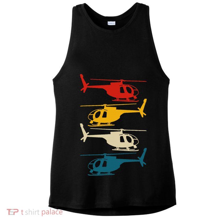 Vintage Helicopter Pilot Aviation Retro  Ladies PosiCharge Tri-Blend Wicking Tank
